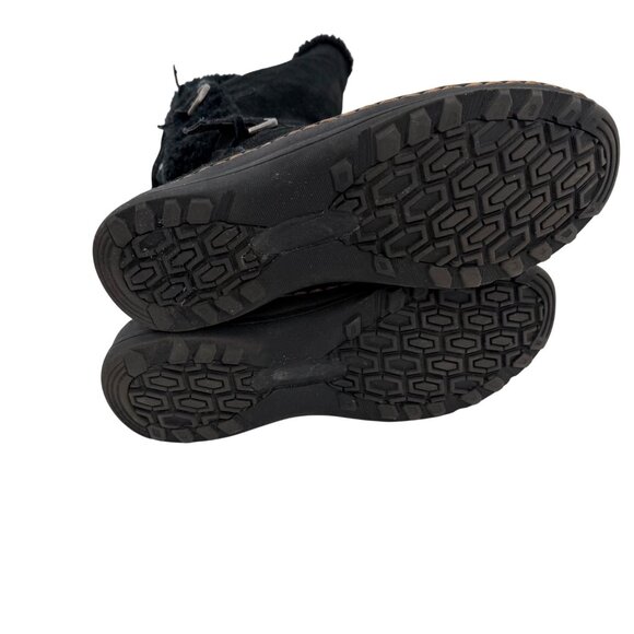 BARETRAPS AYDEN BLACK SUEDE FAUX FUR TALL WINTER BOOTS W/ BUCKLE ACCENTS 9.5M - Picture 5 of 7